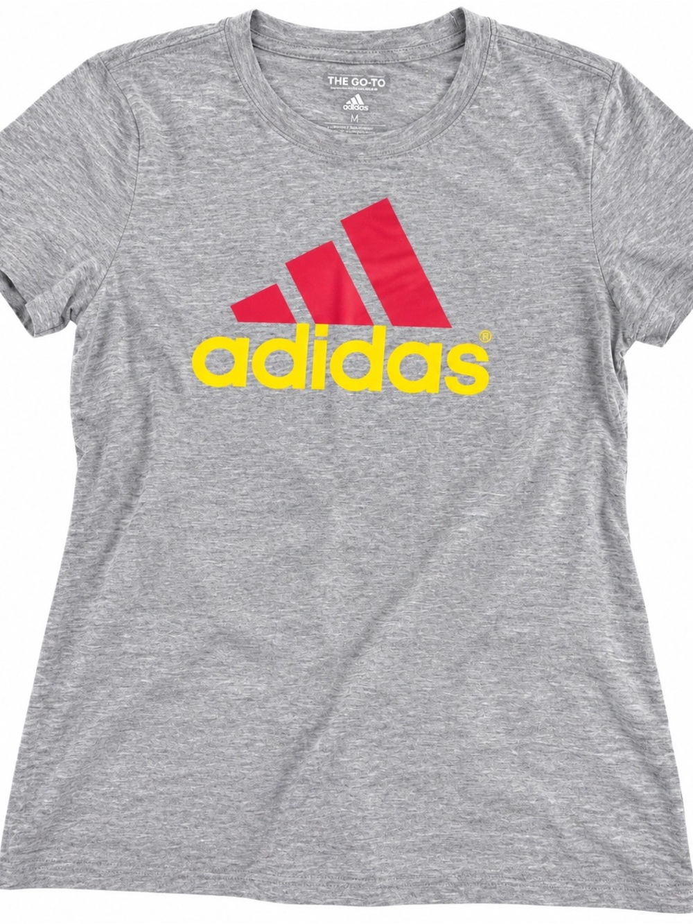 adidas Gray Tee w/Pink Trefoil and Yellow Wordmark